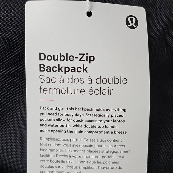 NWT LULULEMON BLK/GREU Black Green Double Zip Backpack OS - Picture 12 of 13
